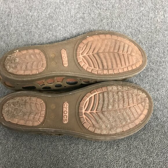 Crocs Adrina Peep Toe Circle Cutout Brown Jelly Slip On Ballet Flats Womens SZ 6 - Picture 8 of 9